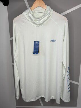 NWT AFTCO Yurei Sun Shirt Fishing Hoodie Men’s Large Pale Green Pullover